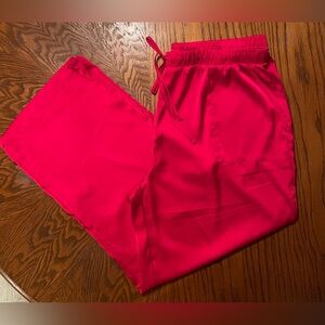 Muk Luks Women's Red Satin Pants w/ Patch Pockets NWOT Size 1X